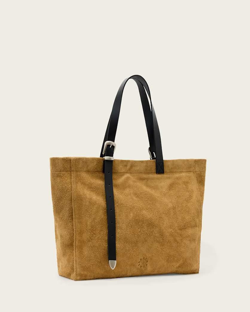 AllSaints Haven Suede Tote Bag Biscuit Brown