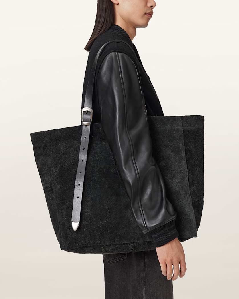 AllSaints Haven Suede Tote Bag Black