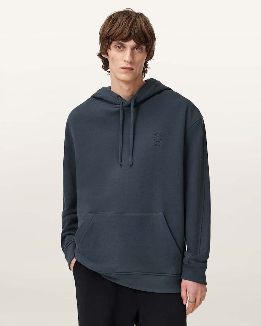 AllSaints Haven Boxy Hoodie Moonstone Blue