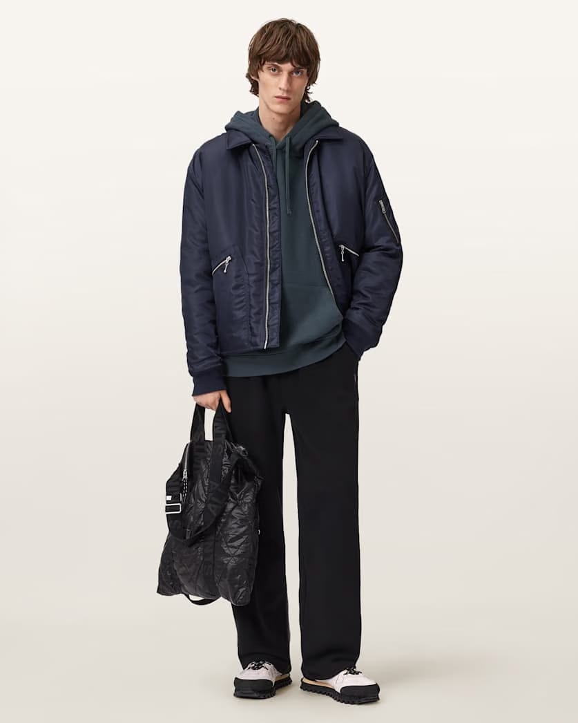 AllSaints Haven Boxy Hoodie Moonstone Blue