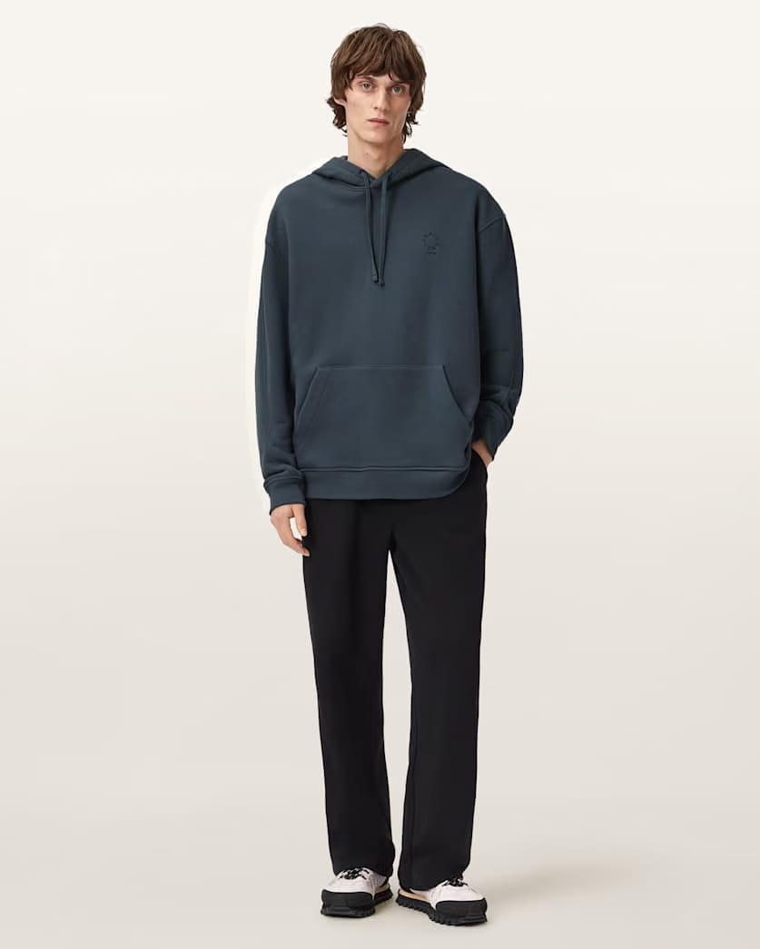 AllSaints Haven Boxy Hoodie Moonstone Blue