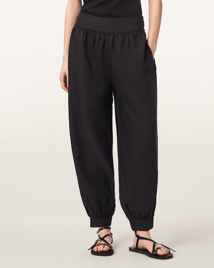 AllSaints Harrie Linen Blend Baggy Fit Pants Women's Hot Choc Brown Women's