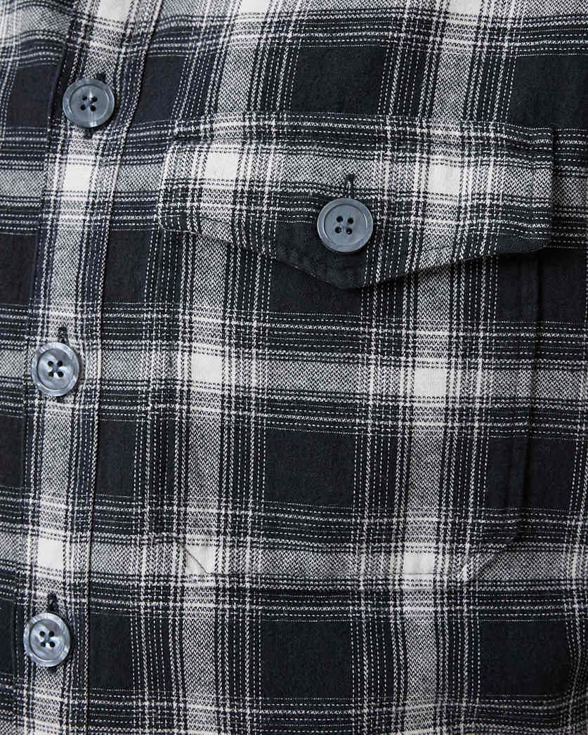 AllSaints Hamura Checked Relaxed Fit Shirt Black
