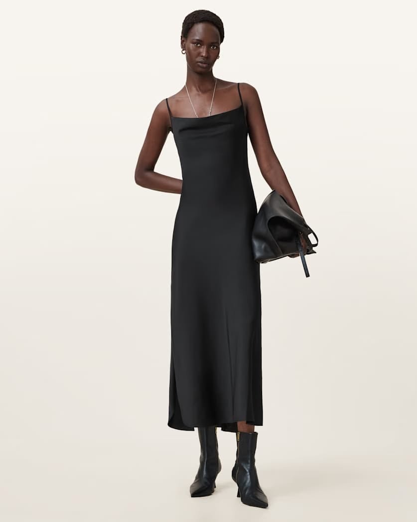AllSaints Hadley Slim Fit Midi Dress Women's Bitter Brown Women's