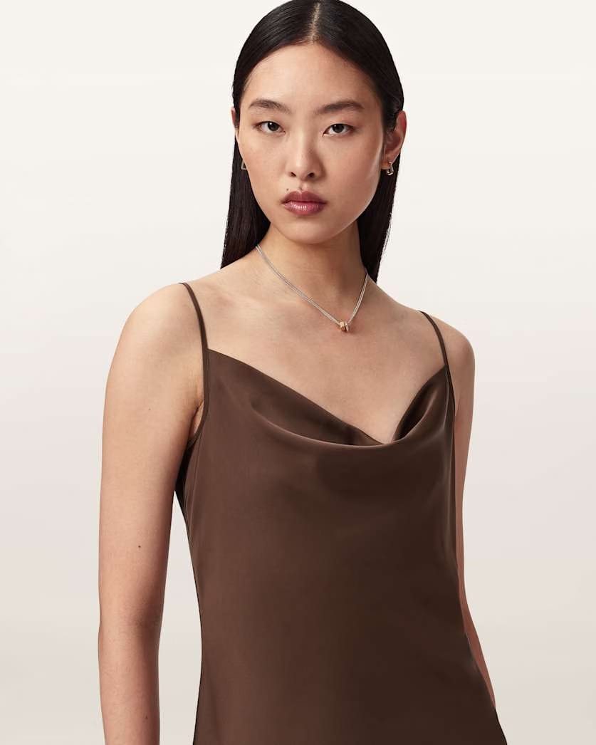 AllSaints Hadley Slim Fit Midi Dress Women's Bitter Brown Women's