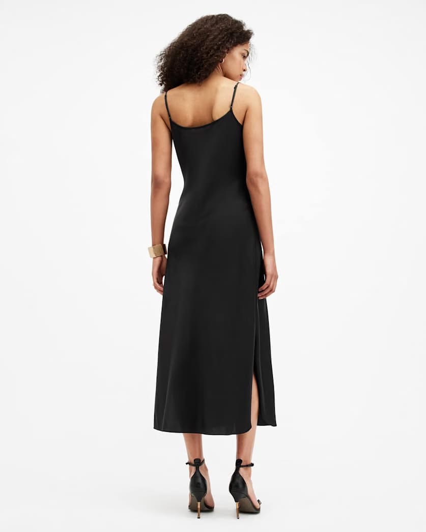 AllSaints Hadley Cowl Neck Midi Slip Dress Women's Black Women's