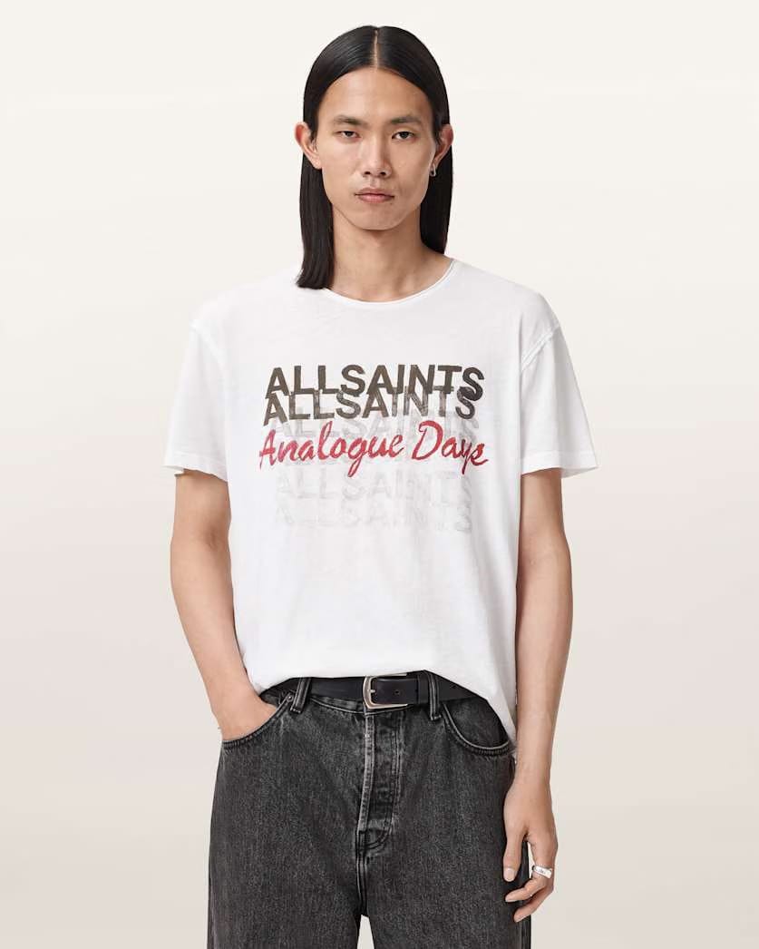AllSaints Graphite Graphic T Shirt Optic White
