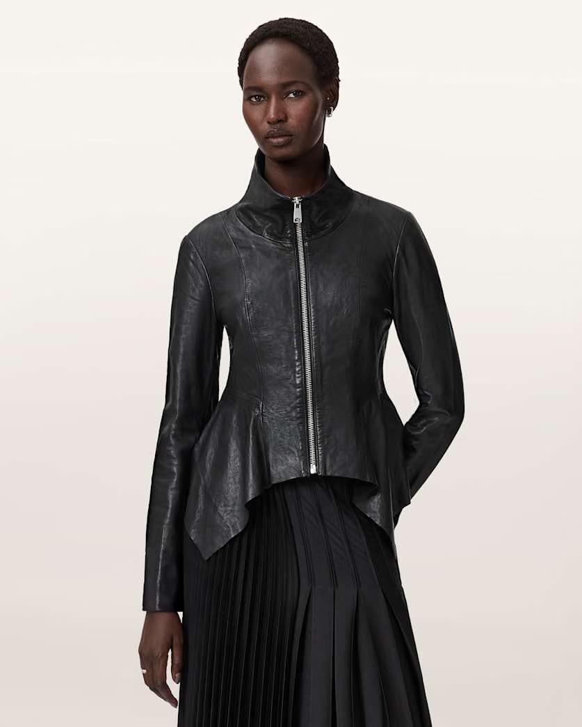 AllSaints Grace Leather Biker Jacket Women's Black Women's