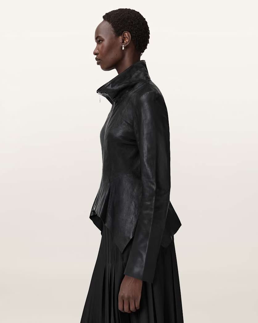 AllSaints Grace Leather Biker Jacket Women's Black Women's
