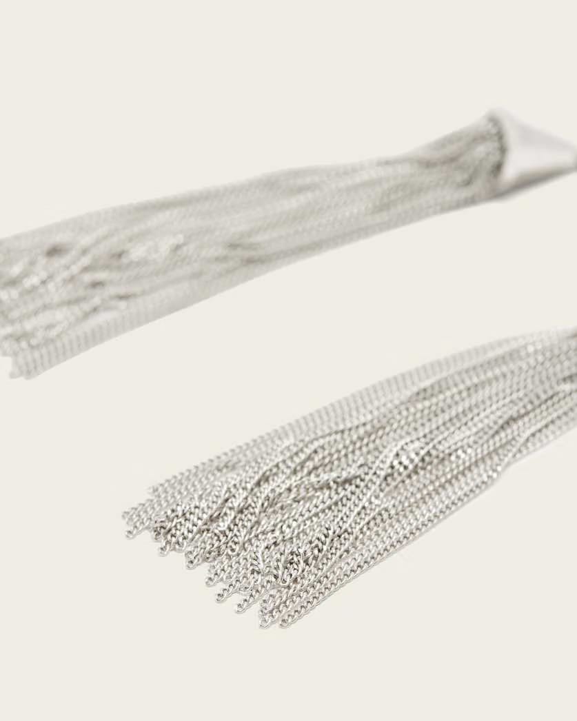 AllSaints Gina Multi Chain Fringe Earrings Women's Warm Silver Women's