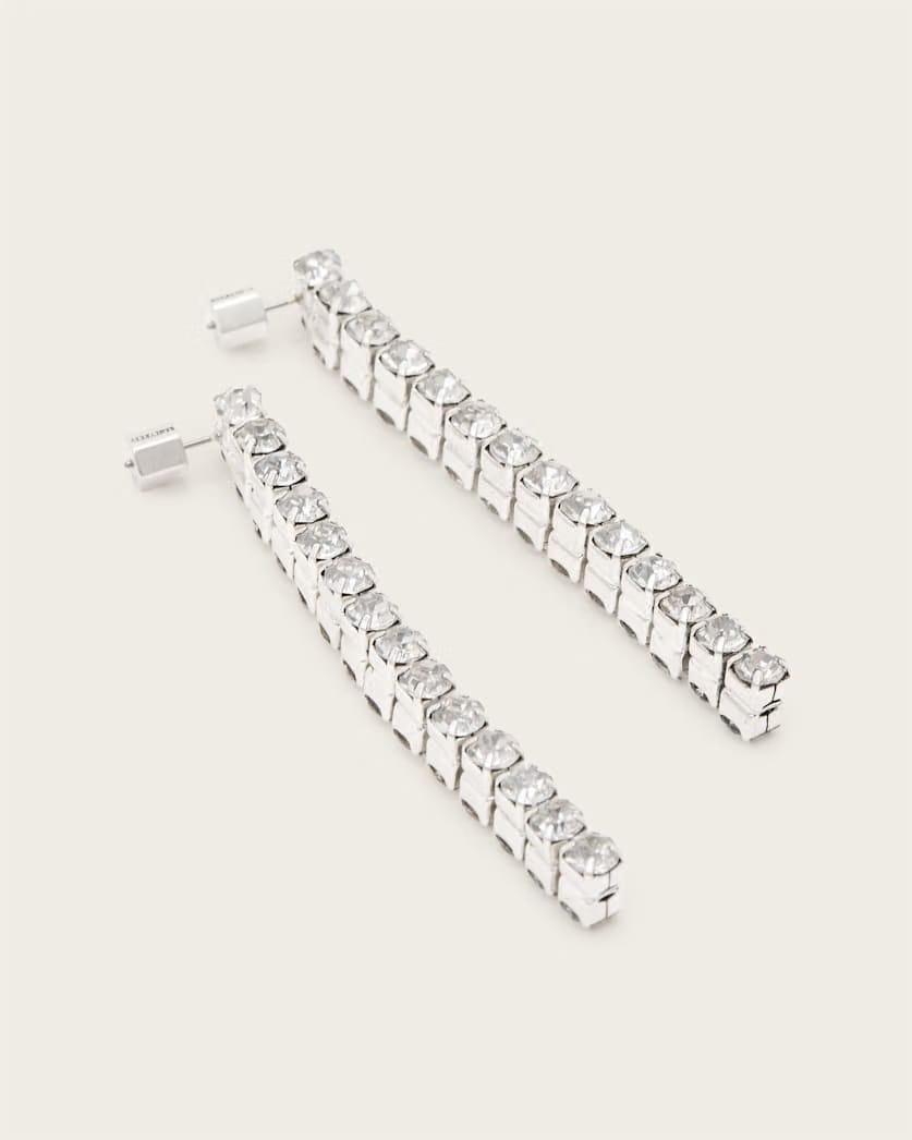 AllSaints Gia Crystal Drop Earrings Women's Warm Silver Women's
