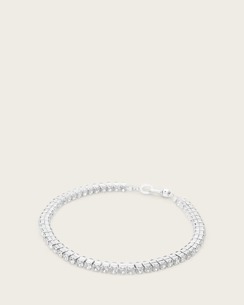 AllSaints Gia Crystal Chain Necklace Women's Warm Silver Women's
