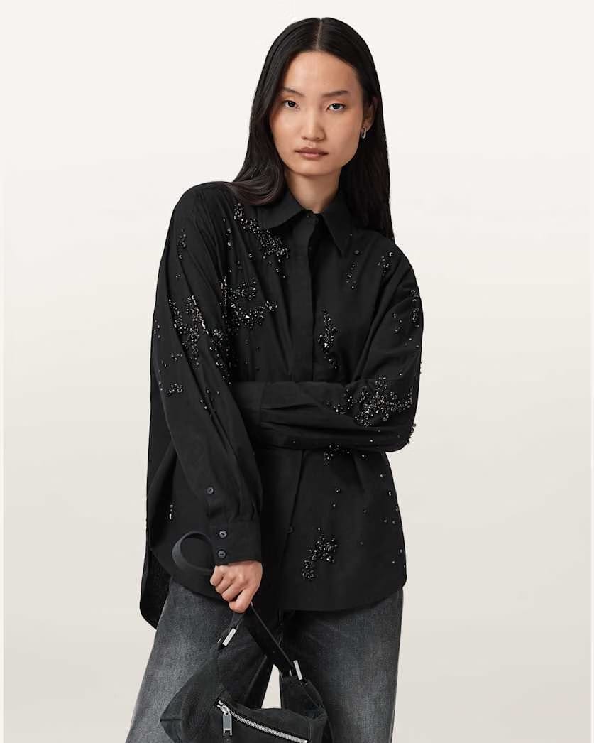 AllSaints Gemi Embellished Shirt Women's Black Women's