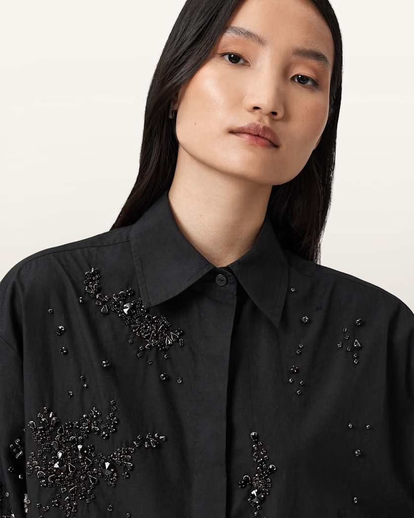 AllSaints Gemi Embellished Shirt Women's Black Women's