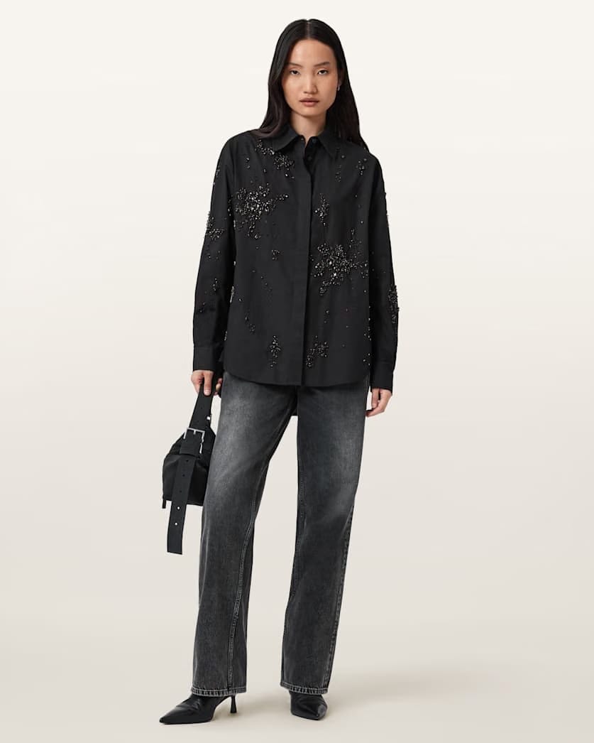 AllSaints Gemi Embellished Shirt Women's Black Women's