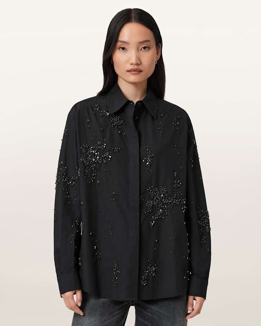AllSaints Gemi Embellished Shirt Women's Black Women's