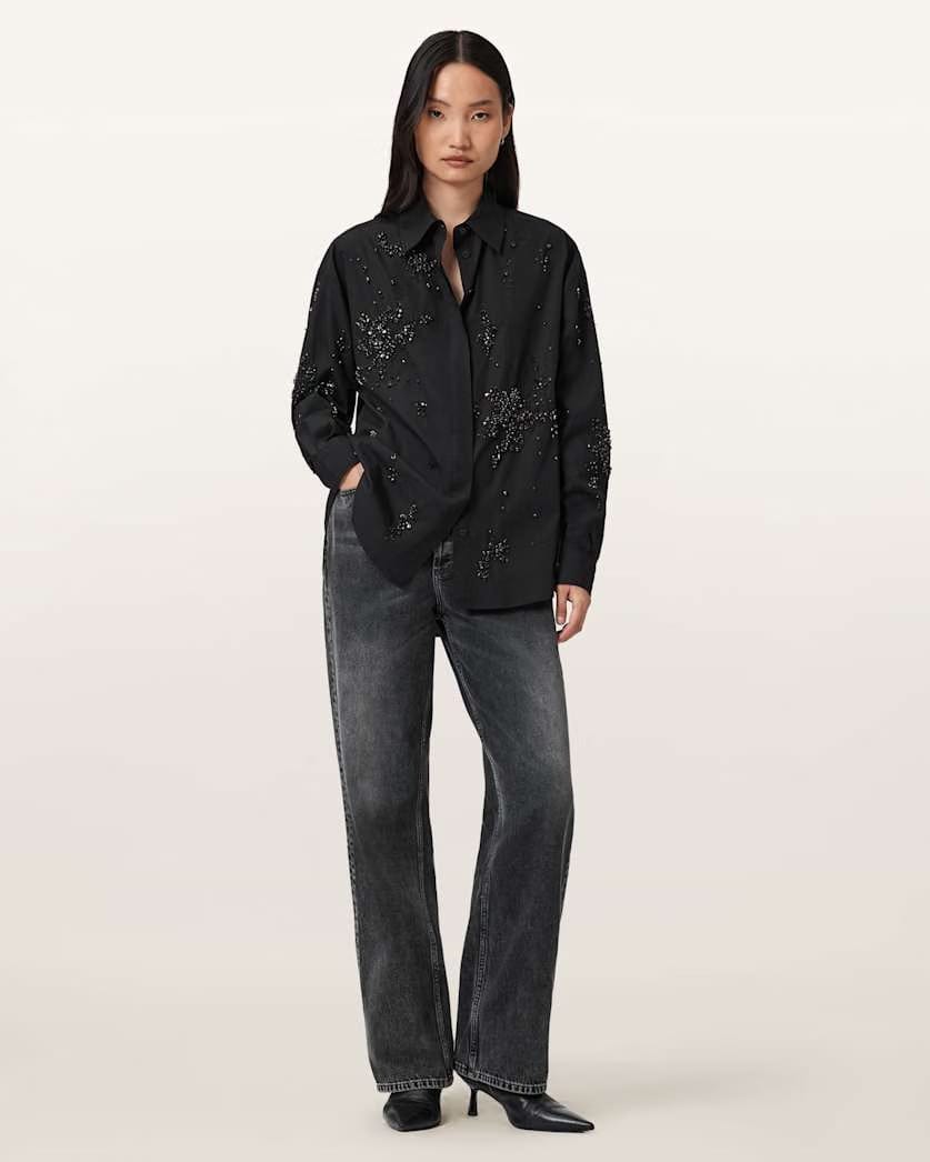 AllSaints Gemi Embellished Shirt Women's Black Women's