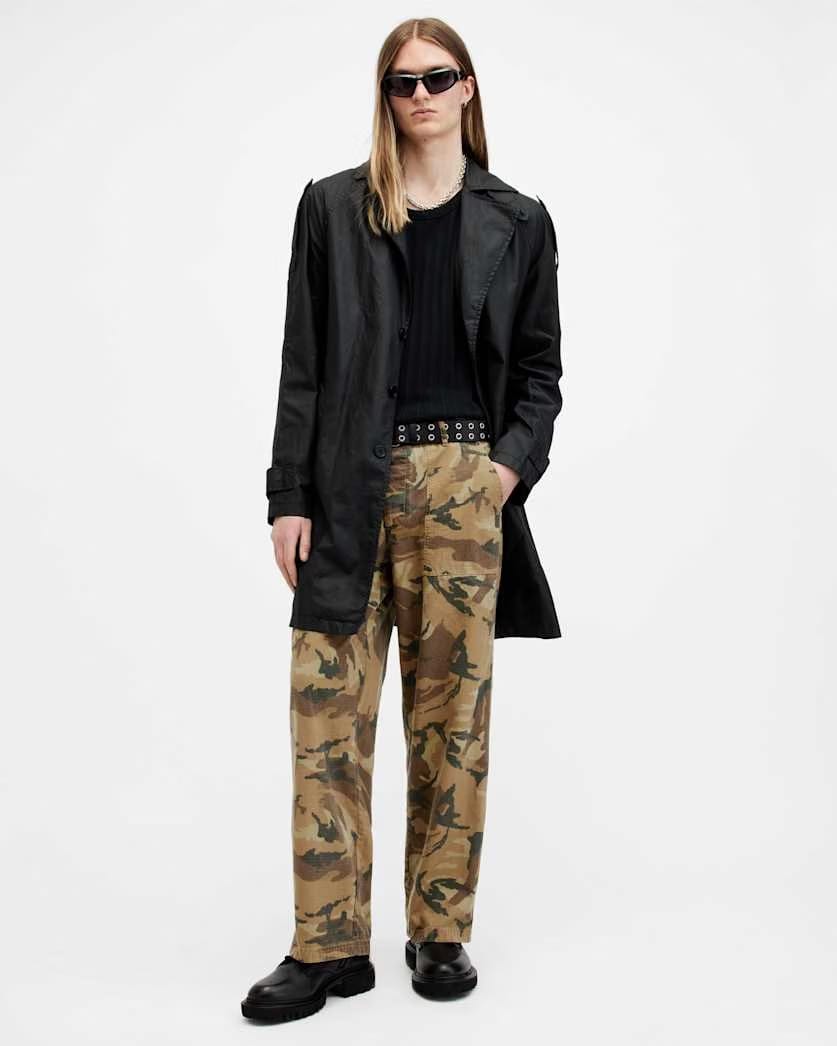 AllSaints Gaspar Camouflage Relaxed Fit Pants Camo Brown