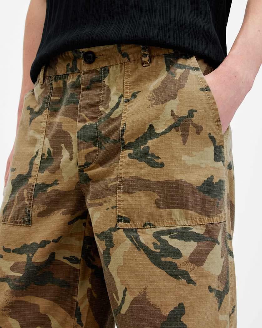 AllSaints Gaspar Camouflage Relaxed Fit Pants Camo Brown