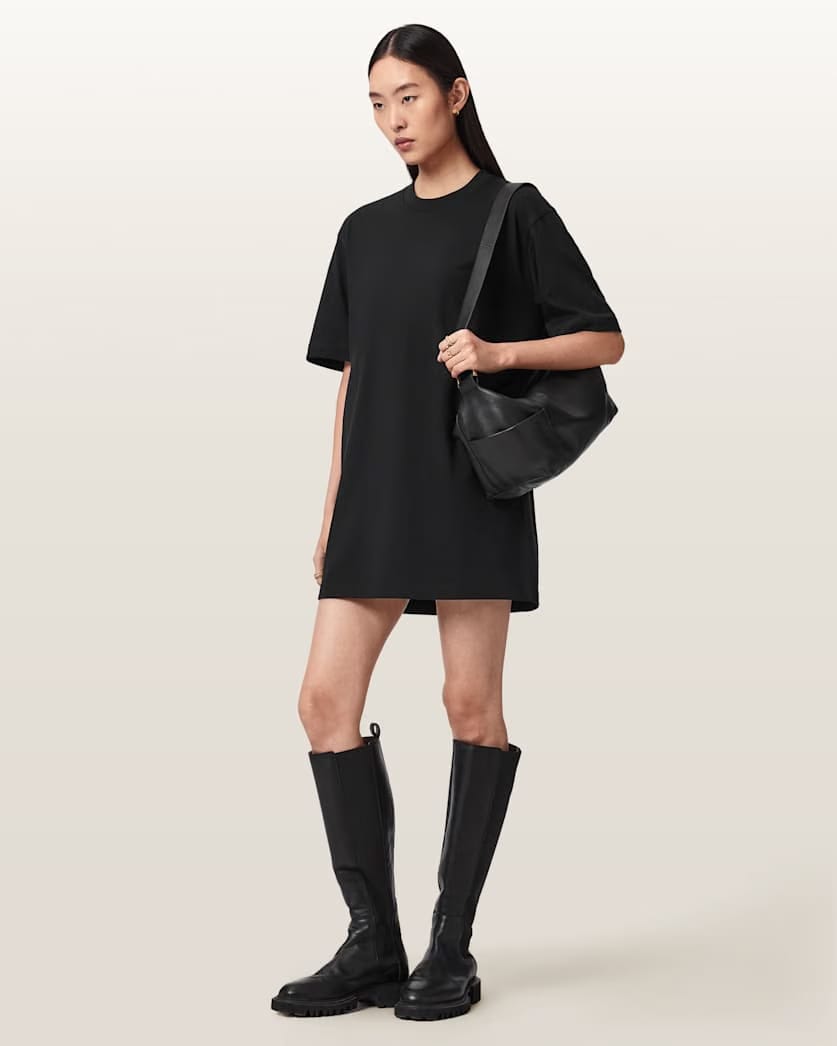 AllSaints Fuse Appliqu Cotton T-Shirt Dress Women's Black Women's