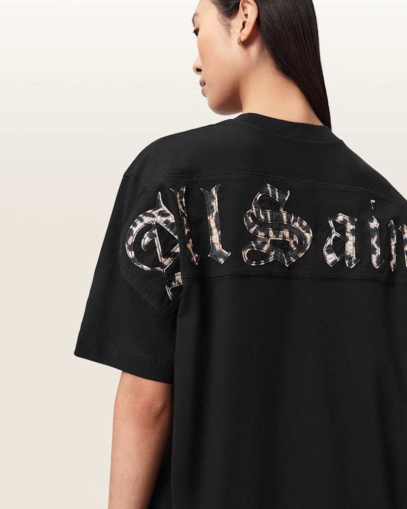 AllSaints Fuse Appliqu Cotton T-Shirt Dress Women's Black Women's