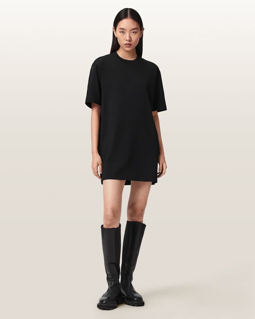 AllSaints Fuse Appliqu Cotton T-Shirt Dress Women's Black Women's