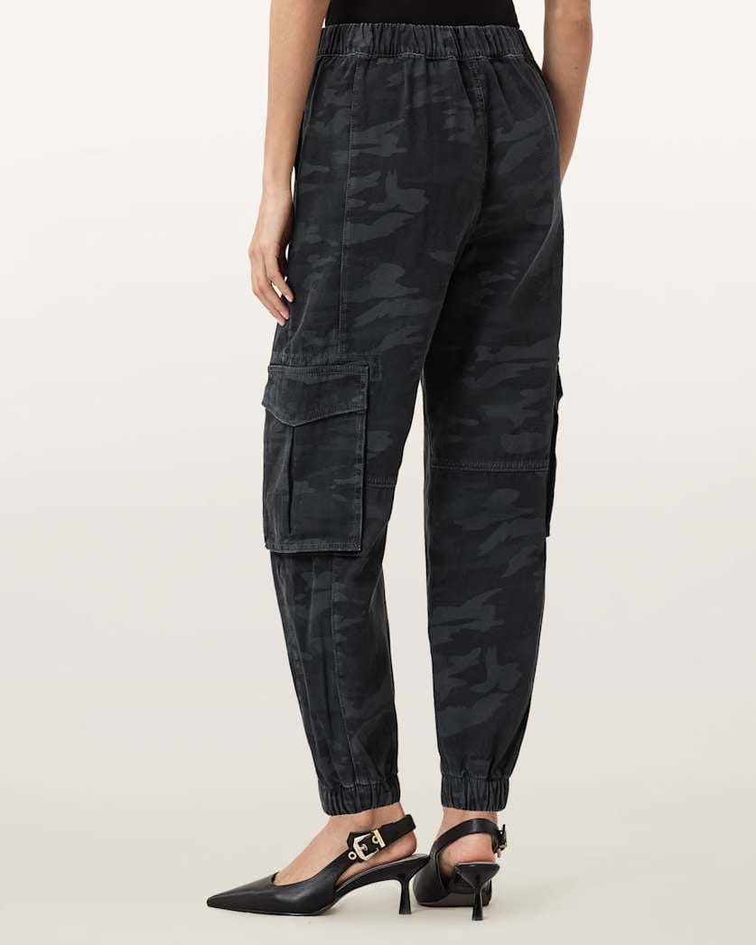 AllSaints Freda Camouflage Denim Cargo Pants Women's Camo Ink Blue Women's