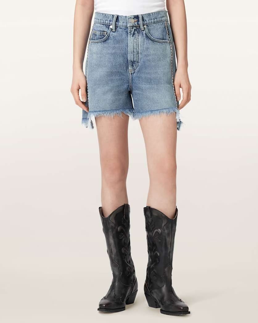 AllSaints Frankie Studded Denim Shorts Women's Vintage Indigo Women's