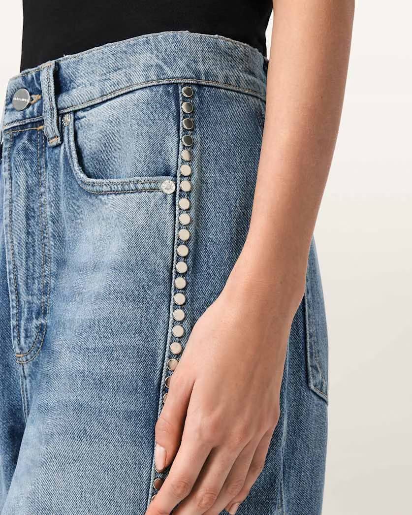AllSaints Frankie Loose Fit Stud Denim Jeans Women's Vintage Indigo Women's