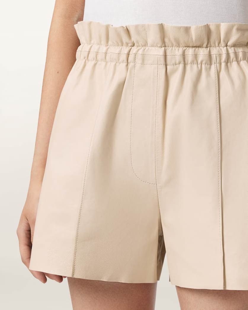 AllSaints Fran High Rise Leather Shorts Women's Mole Brown Women's