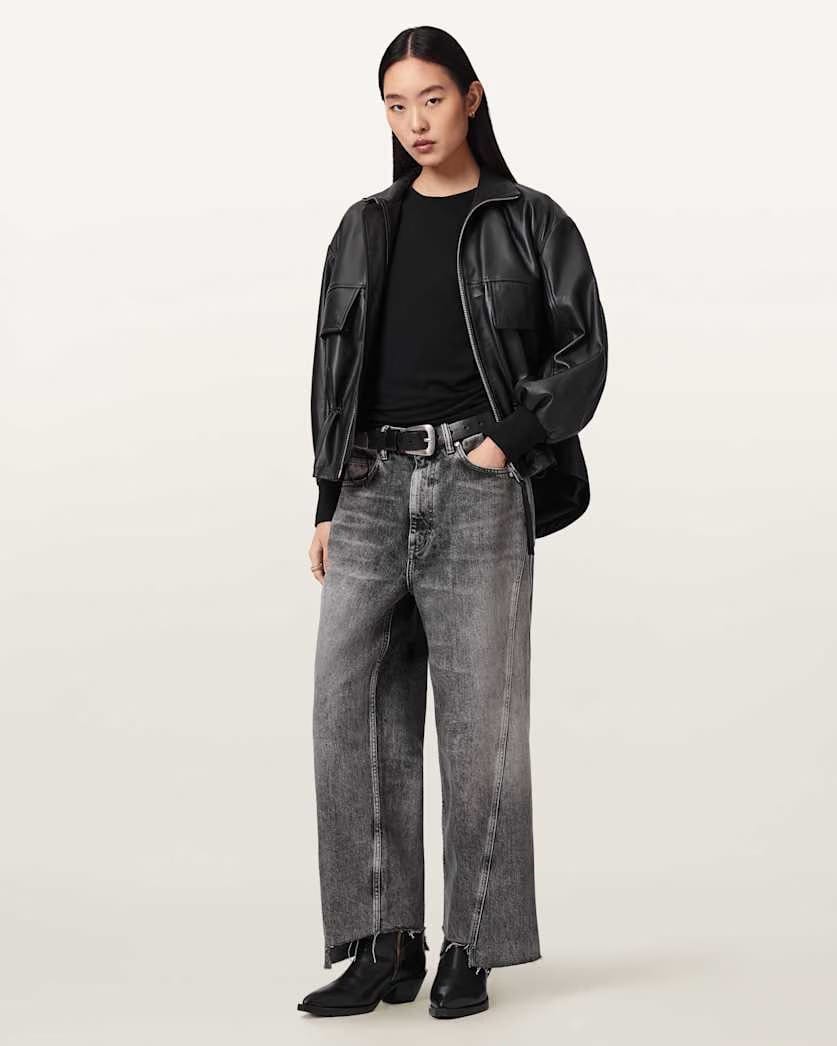 AllSaints Fox Loose Fit Denim Jeans Women's Vintage Black Women's