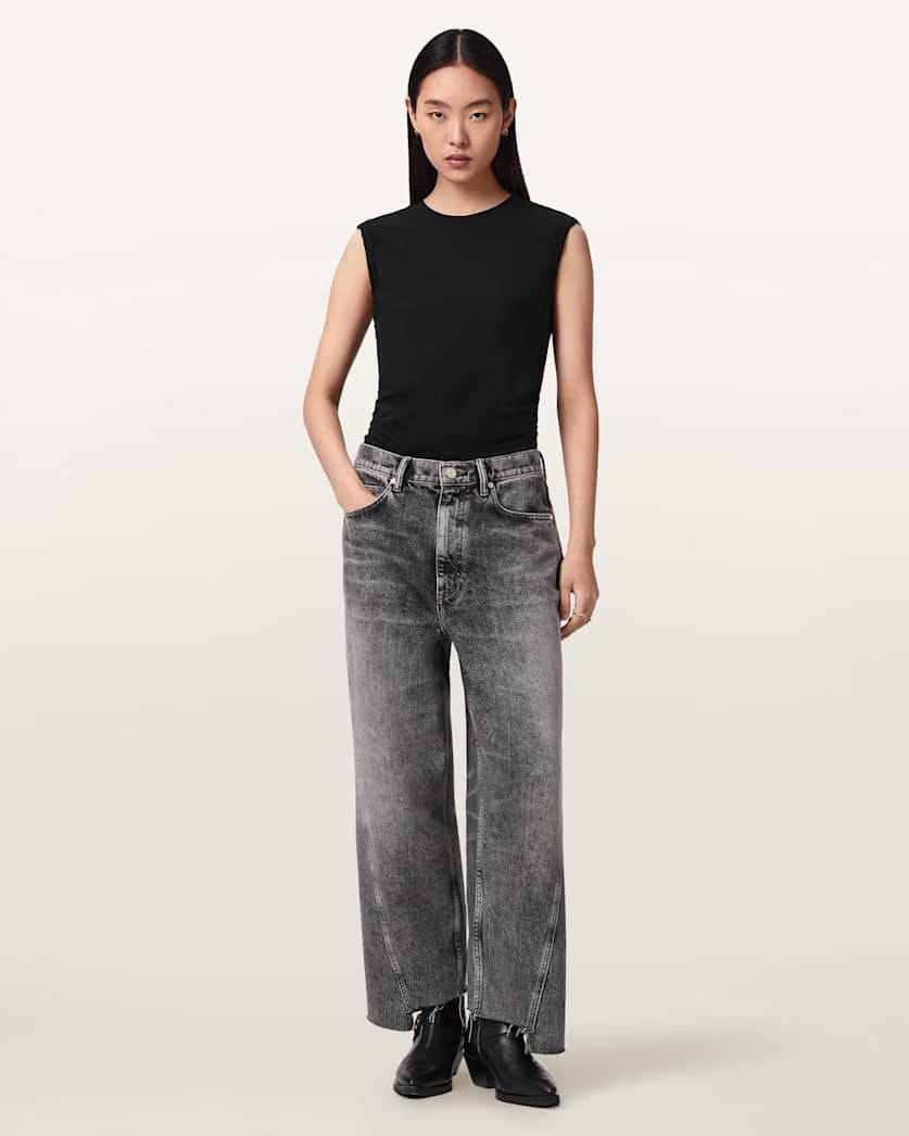 AllSaints Fox Loose Fit Denim Jeans Women's Vintage Black Women's