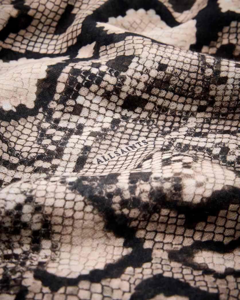 AllSaints Flow Snake Print Logo Pareo Scarf Women's Ecru White Women's