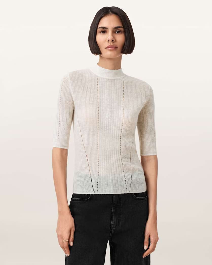 AllSaints Flippa Slim Fit Top Women's Antique White Women's