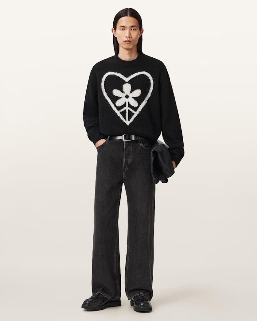 AllSaints Finden Oversized Jacquard Sweater Black