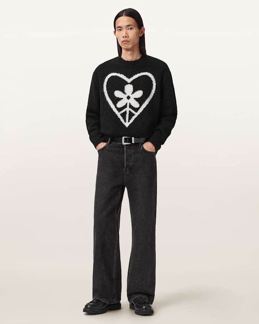 AllSaints Finden Oversized Jacquard Sweater Black