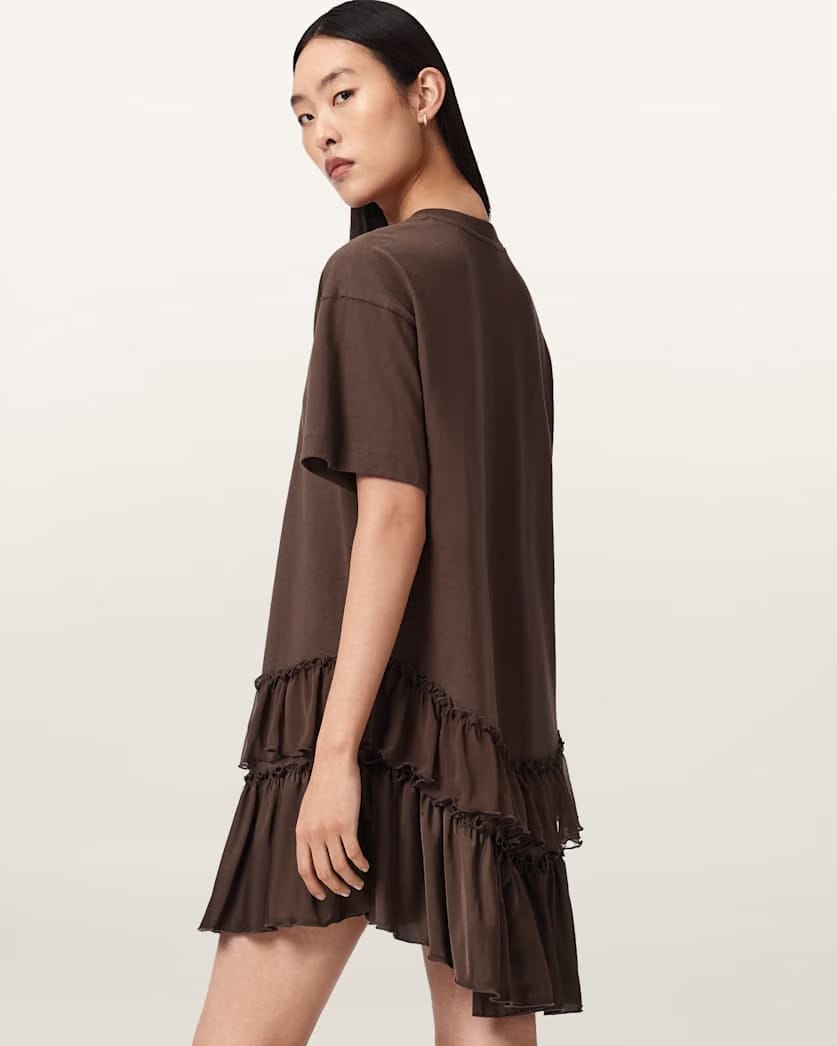 AllSaints Feyre Relaxed Fit Mini Dress Women's Bitter Brown Women's