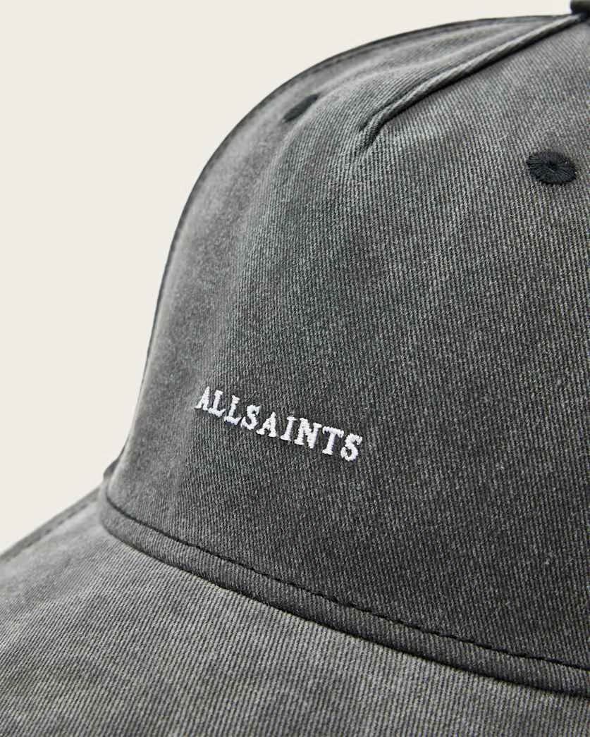 AllSaints Felix Embroidered Baseball Cap Women's Washed Black Women's