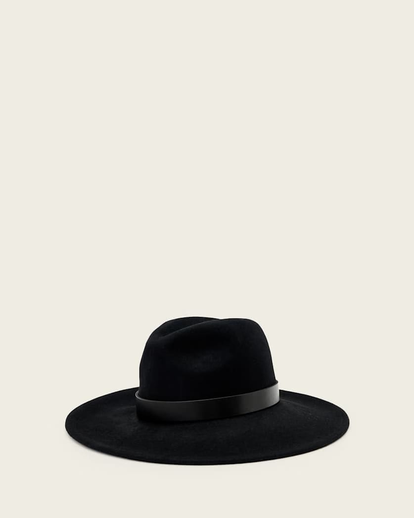 AllSaints Fae Wool Fedora Women's Black/Warm Brass Women's