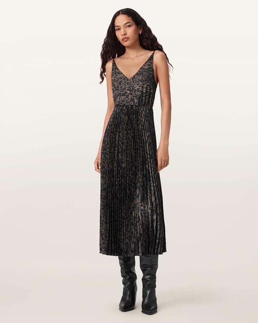 AllSaints Evia 2 In 1 Dress Women's Black/Fango Green Women's