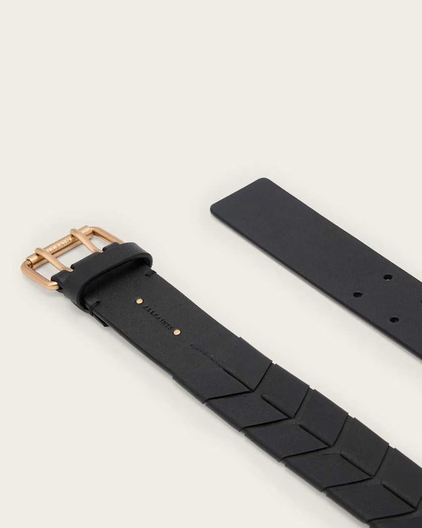 AllSaints Evelyn Leather Belt Women's Black/Warm Brass Women's