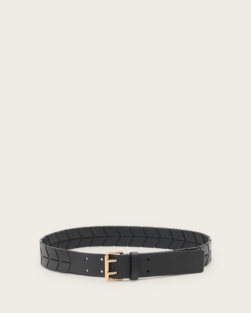 AllSaints Evelyn Leather Belt Women's Black/Warm Brass Women's