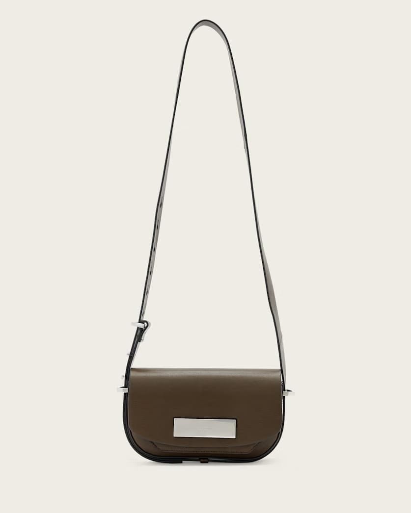 AllSaints Etta Leather Satchel Crossbody Bag Women's Fango Brown Women's