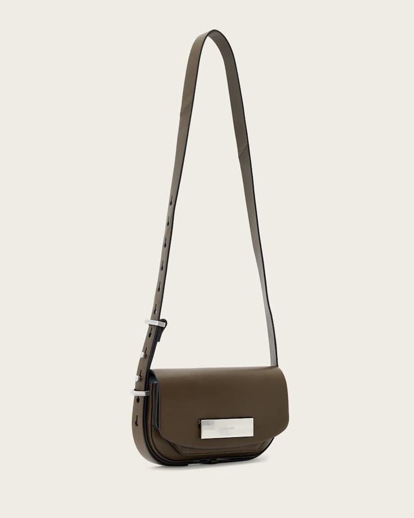 AllSaints Etta Leather Satchel Crossbody Bag Women's Fango Brown Women's