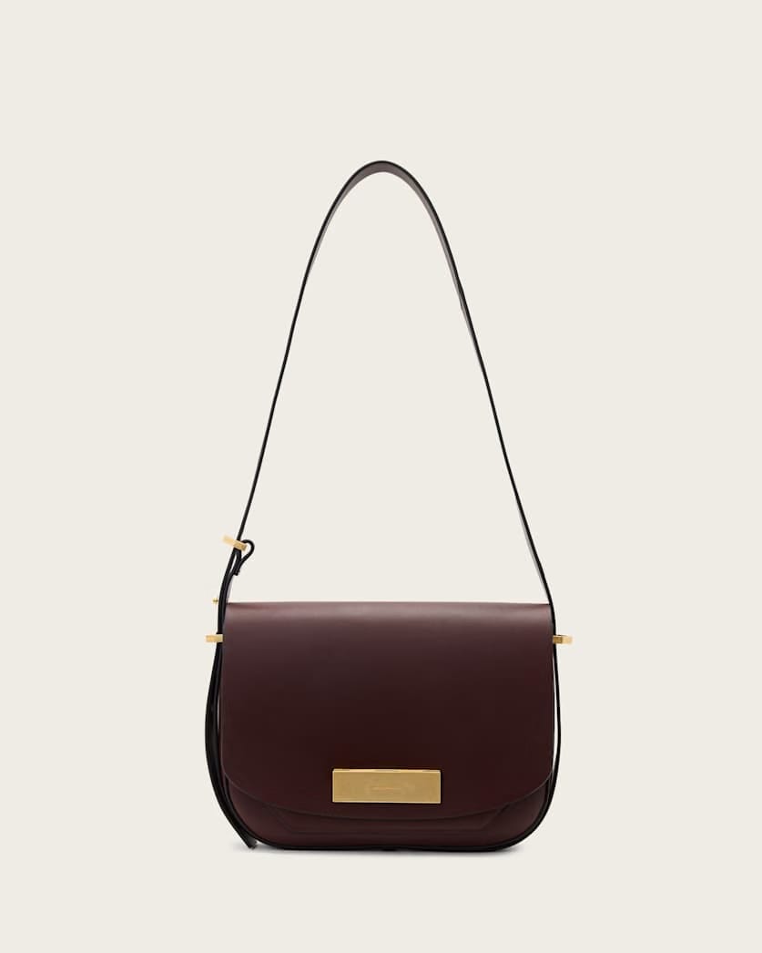 AllSaints Etta Leather Satchel Bag Women's Dark Red Women's