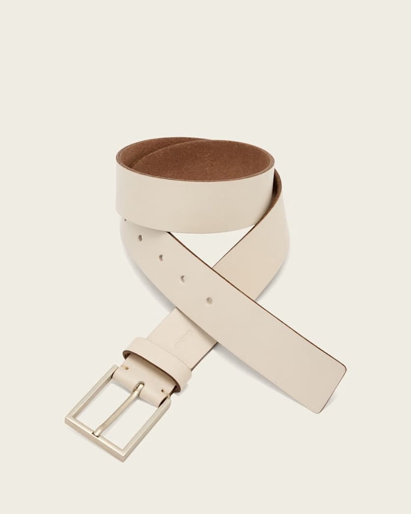 AllSaints Etta Leather Belt Women's Gypsum White Women's