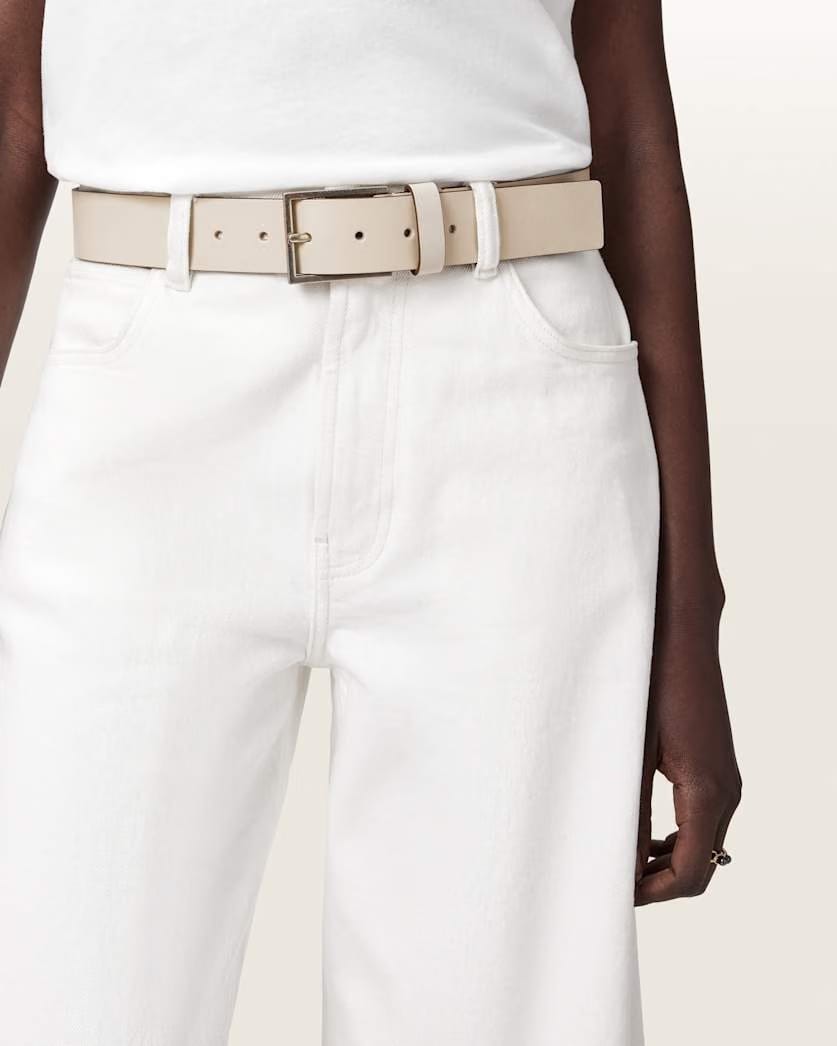 AllSaints Etta Leather Belt Women's Gypsum White Women's