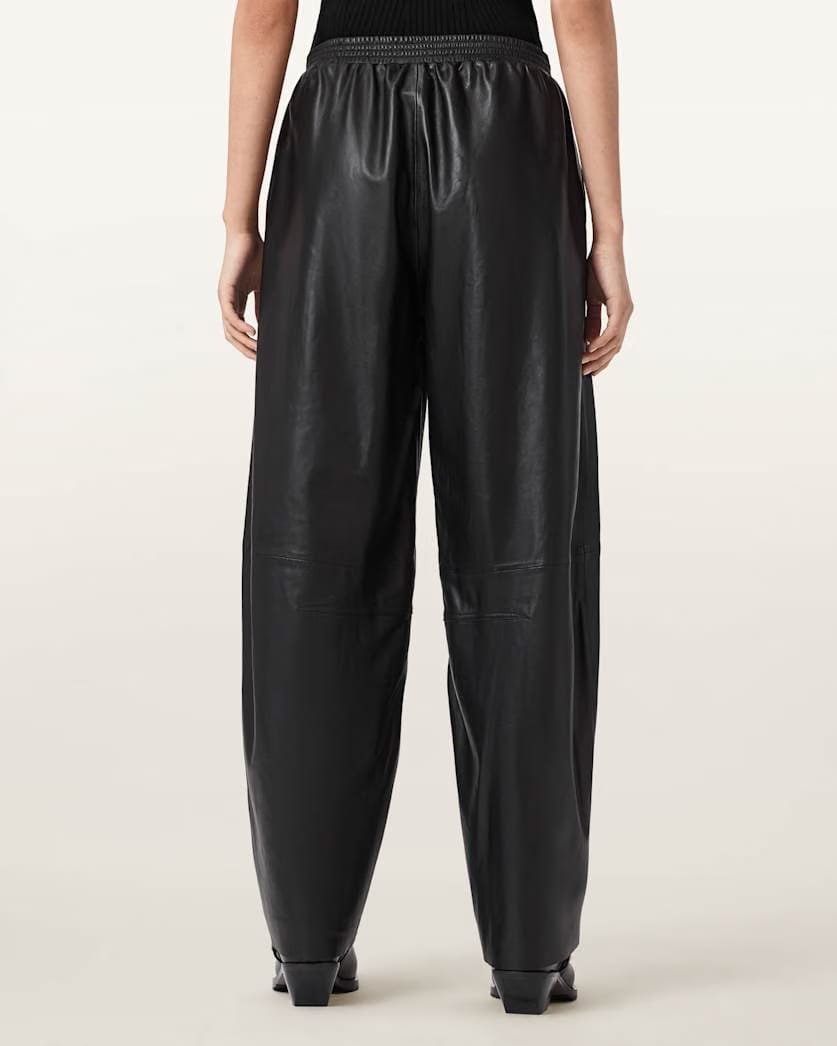 AllSaints Etta Barrel Leg Leather Pants Women's Black Women's