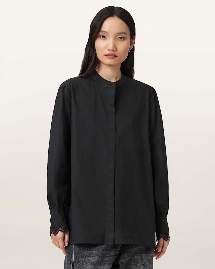 AllSaints Ethel Lace Trim Shirt Women's White Women's