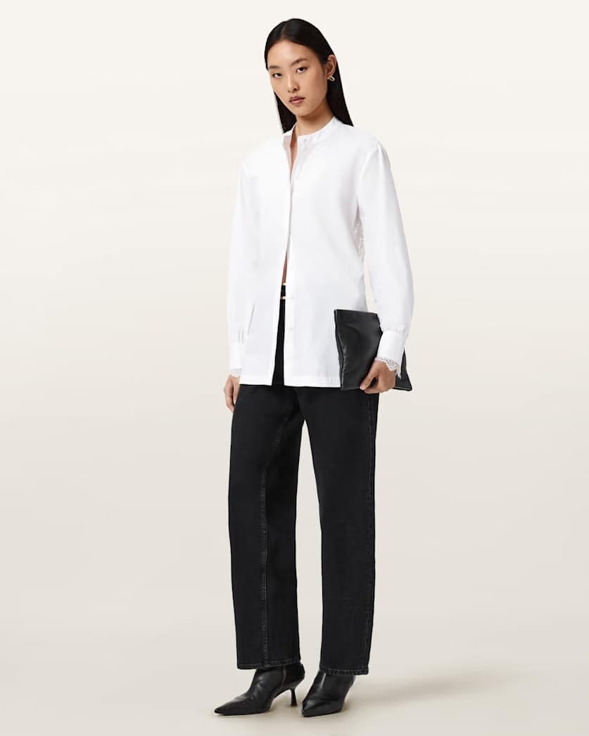 AllSaints Ethel Lace Trim Shirt Women's White Women's